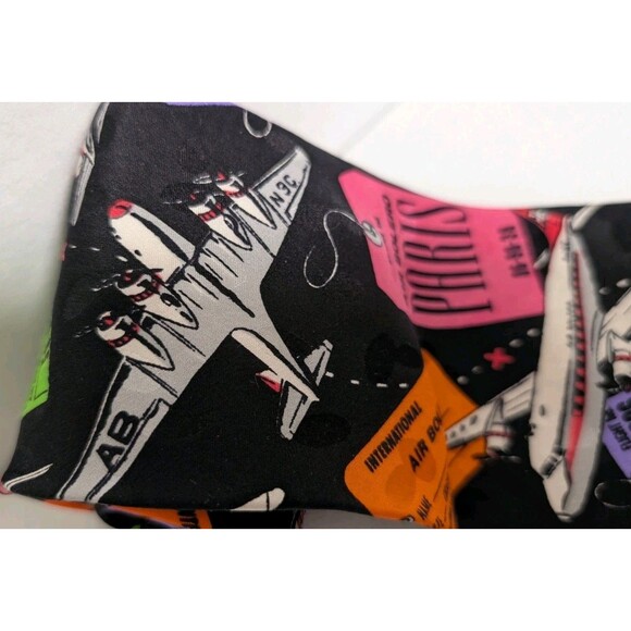 Vintage 90s Addiction 100% Silk Tie Airplane Flight Travel Pilot Airport Novelty - Picture 5 of 6